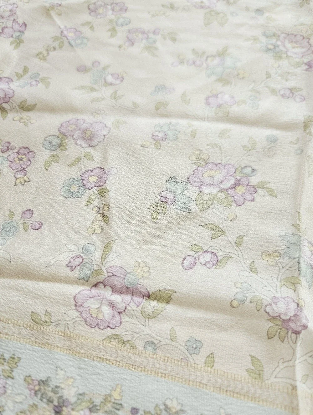 Vintage Liz Claiborne Accessories 100% Silk Chiffon Pastel Floral Large Scarf